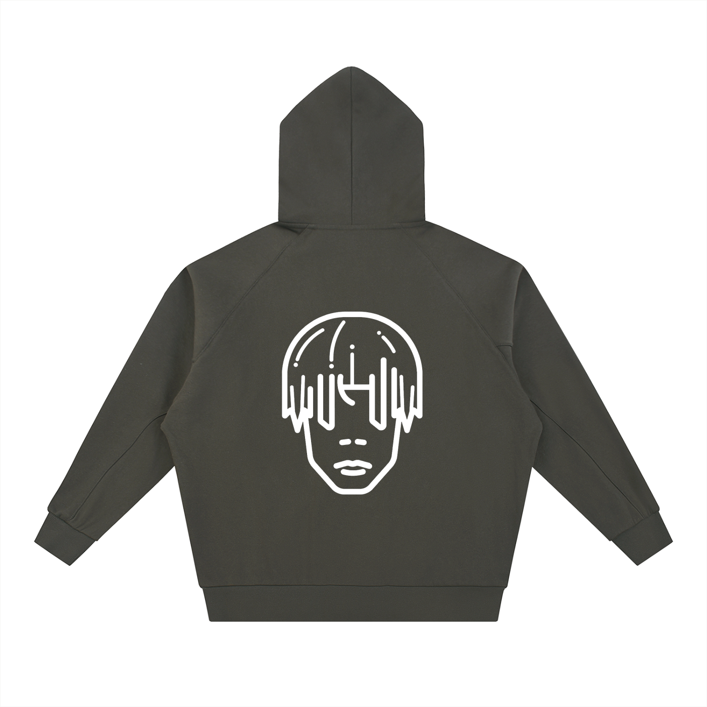 DOLMAN SLEEVE ZIP-THROUGH FLEECE HOODIE DARK GRAY