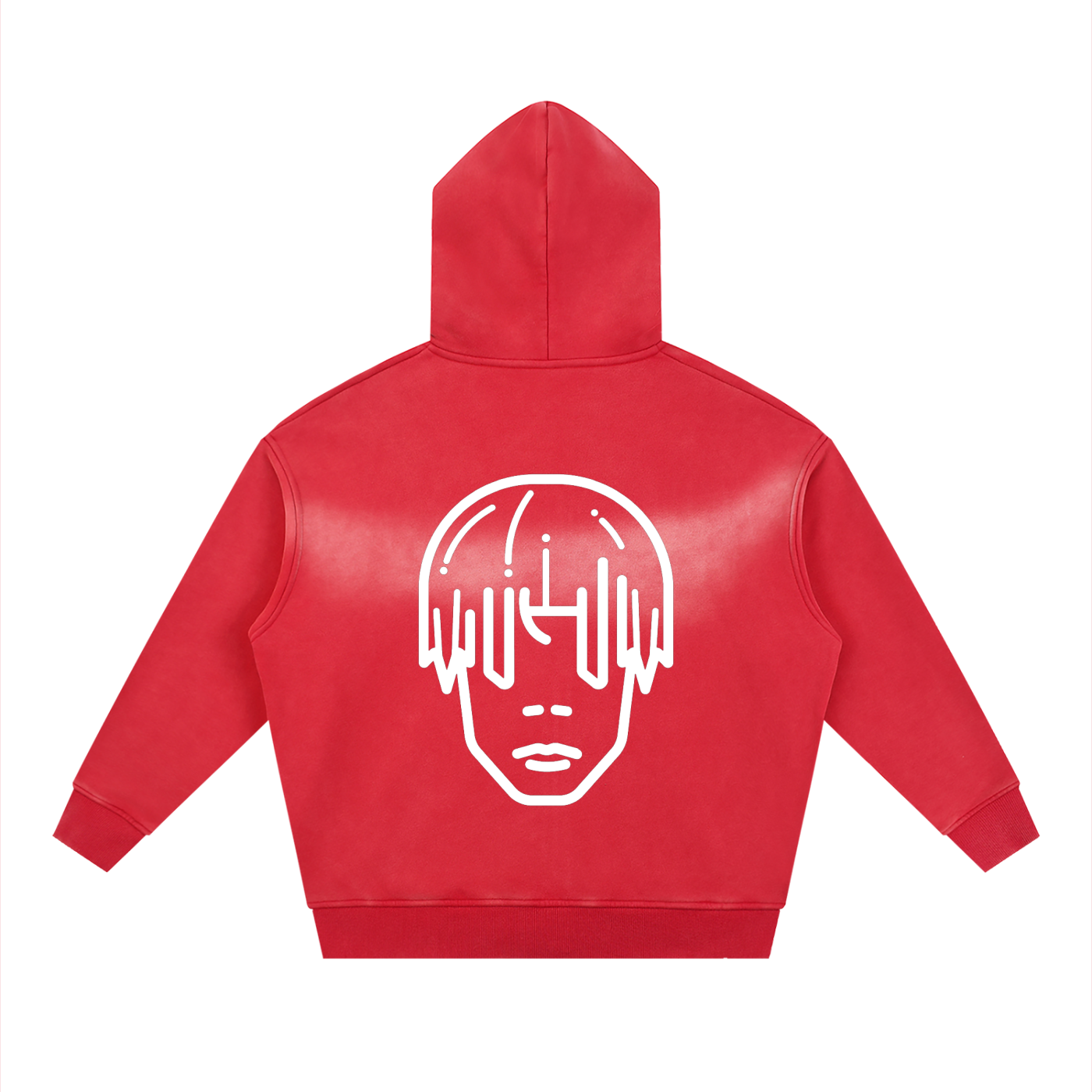 RED - BOXY ZIP-UP FLEECE HOODIE