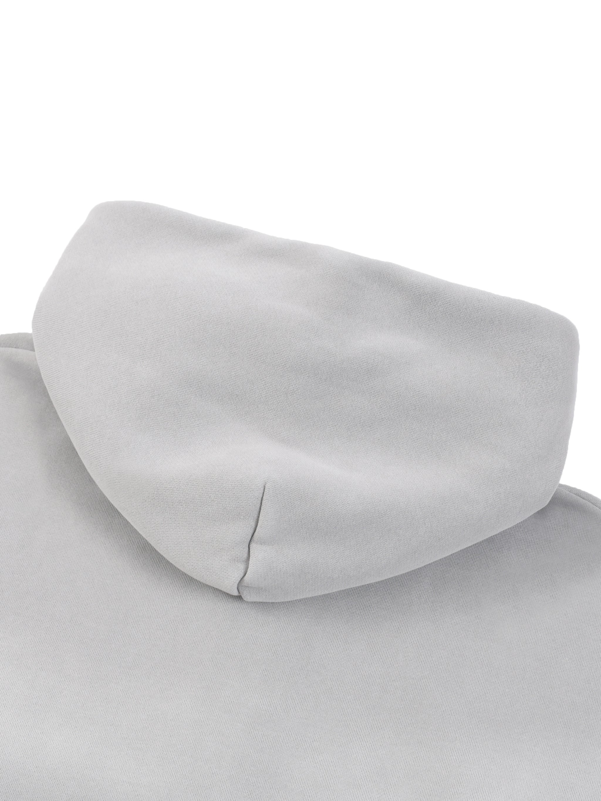 GREY - BOXY ZIP-UP FLEECE HOODIE