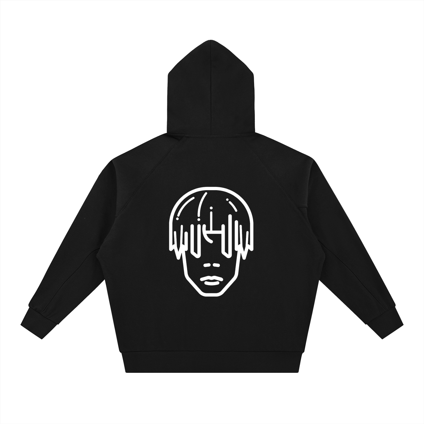 DOLMAN SLEEVE ZIP-THROUGH FLEECE HOODIE BLACK