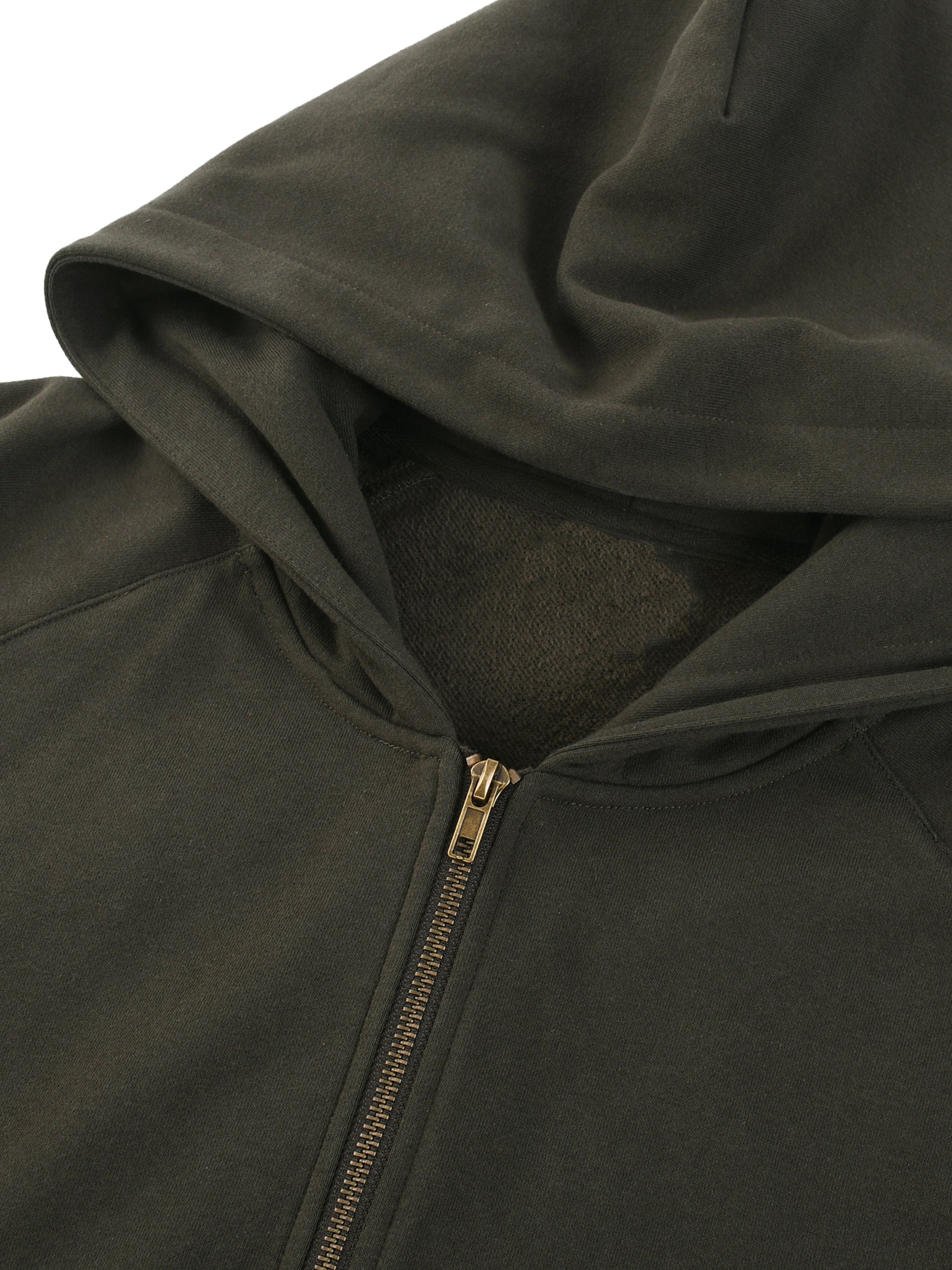 DOLMAN SLEEVE ZIP-THROUGH FLEECE HOODIE BLACK