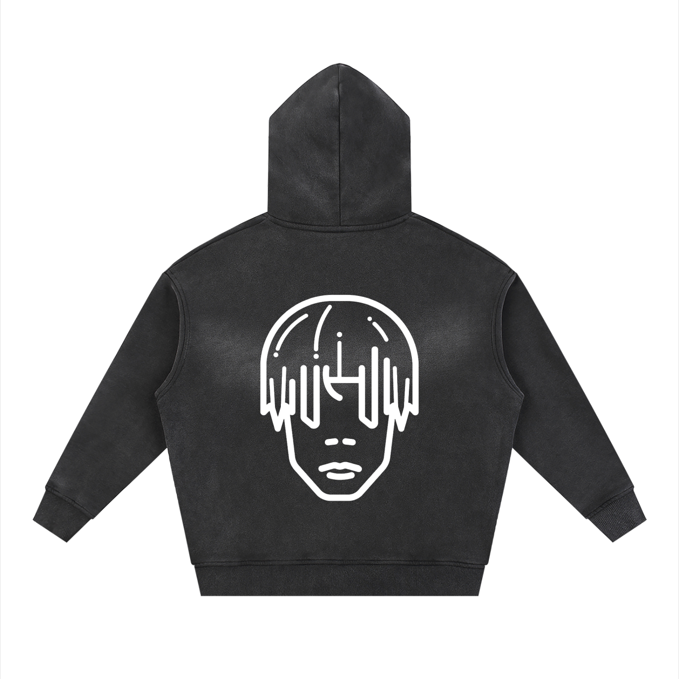 BLACK - BOXY ZIP-UP FLEECE HOODIE