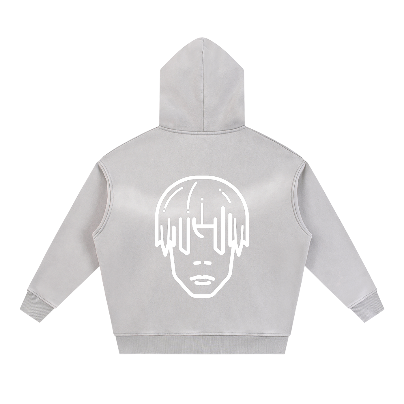 GREY - BOXY ZIP-UP FLEECE HOODIE