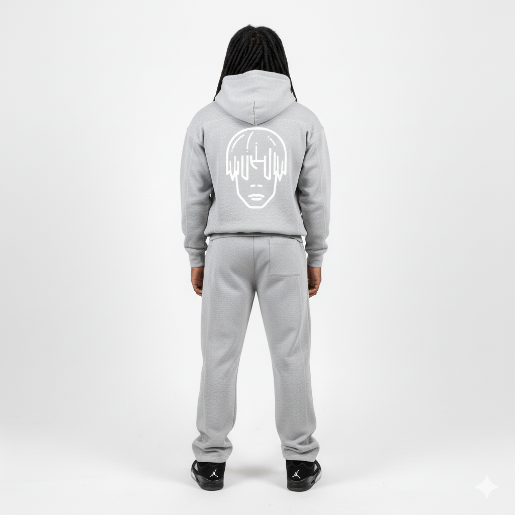 GREY - CONTRAST-STITCHED BOXY FLEECE HOODIE